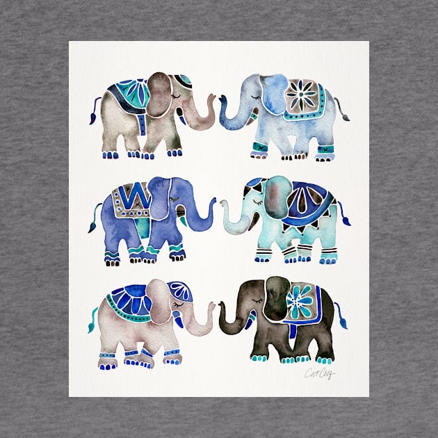 grey blue elephants by CatCoq